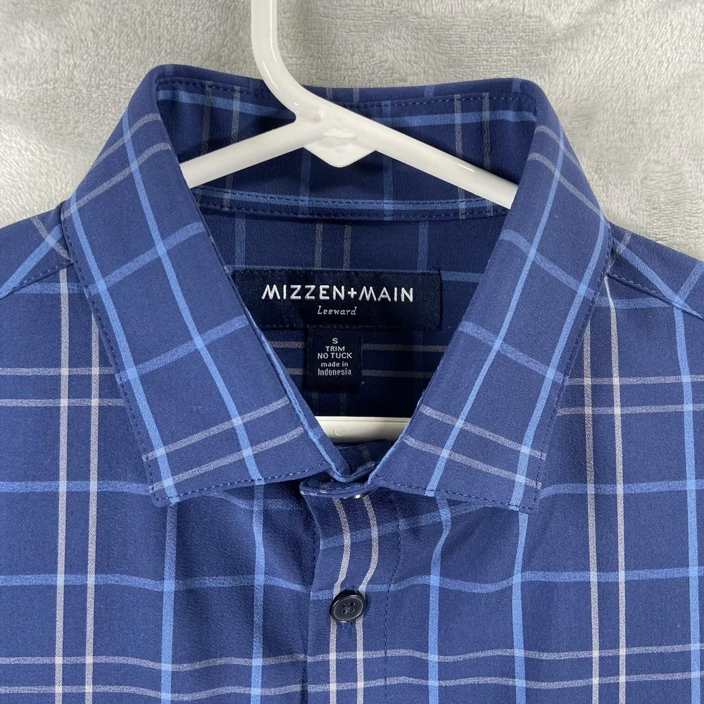 Mizzen + Main Shirt Mens Small Button Up No Tuck Trim Fit Leeward Performance